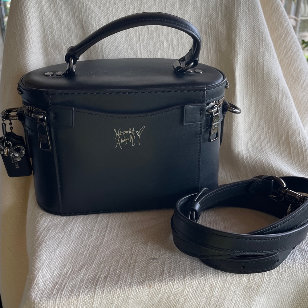 Coach Black Leather Crystal-Trim Vanity Crossbody Bag - Picture 3 of 4